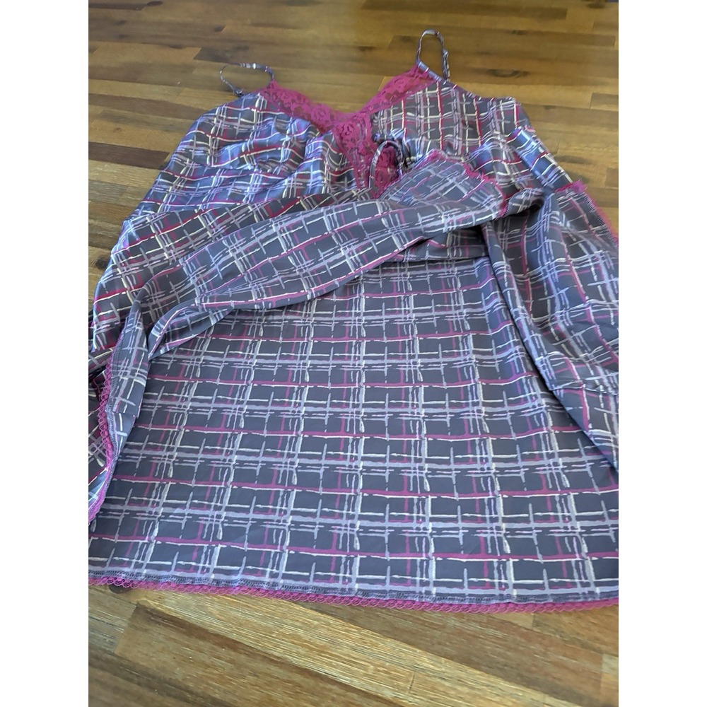 Victorias Secret  Angels Chemise Babydoll Nightgown Womens Size Large Plaid Lace - Picture 15 of 16